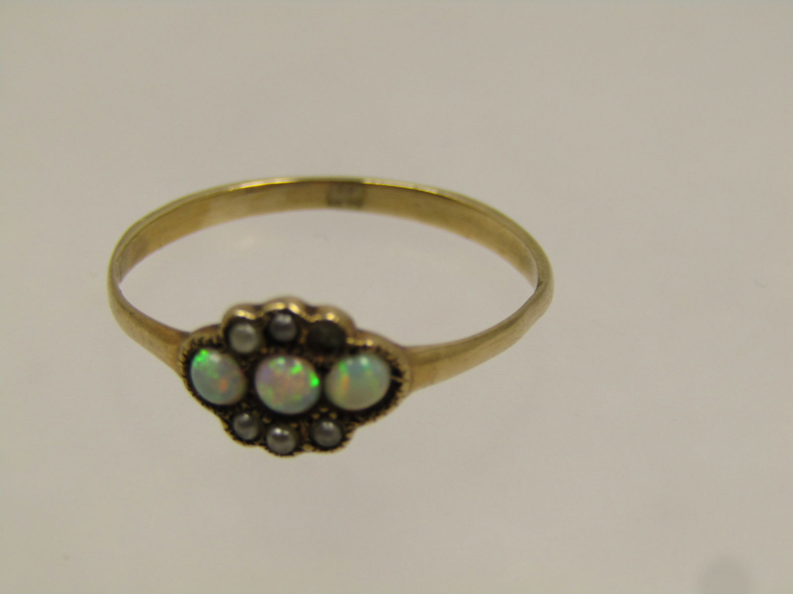 Antique 10kt Stone/Seed Pearl Ring, Sz. 7, 1800's-1920's. - 5