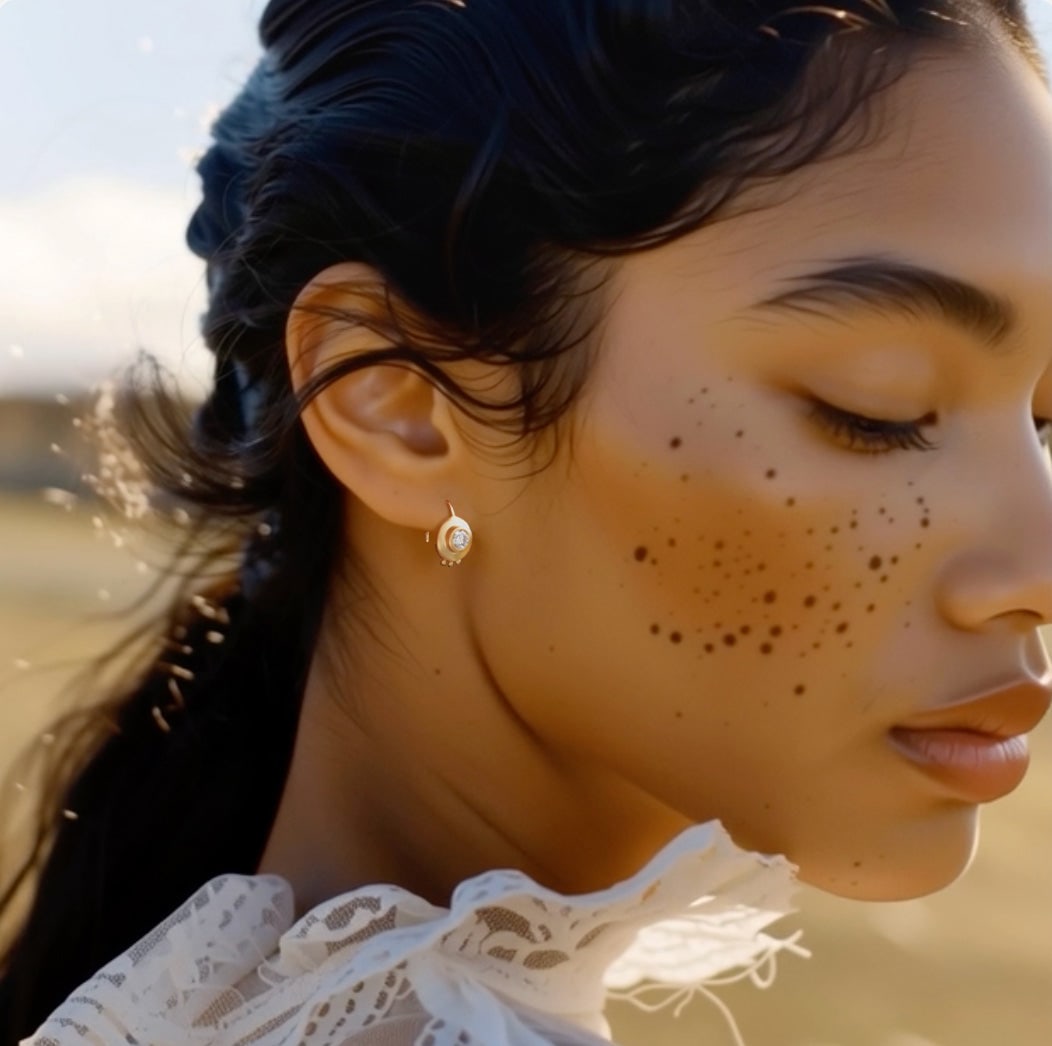 Oro 18K Gold Large Diamond Hook Earring - 2