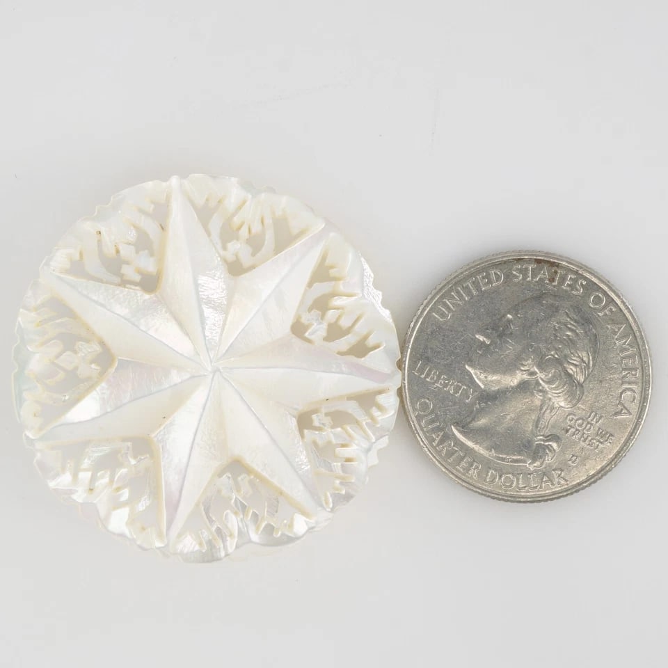 Victorian Mother of Pearl Carved Star Pin - 2