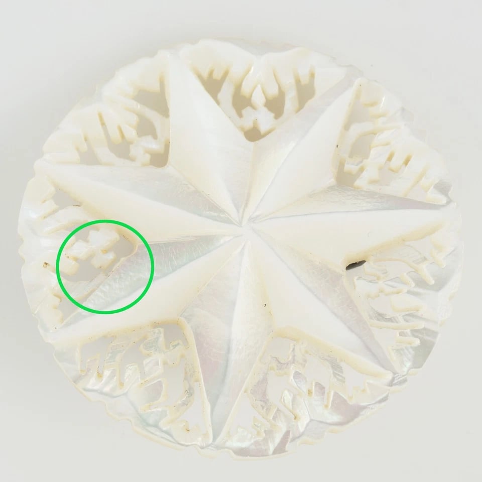 Victorian Mother of Pearl Carved Star Pin - 4