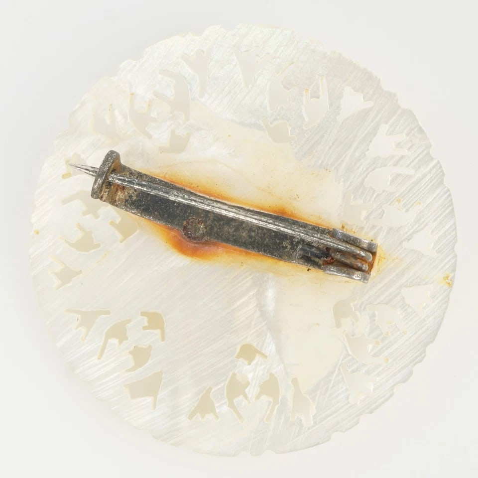 Victorian Mother of Pearl Carved Star Pin - 5