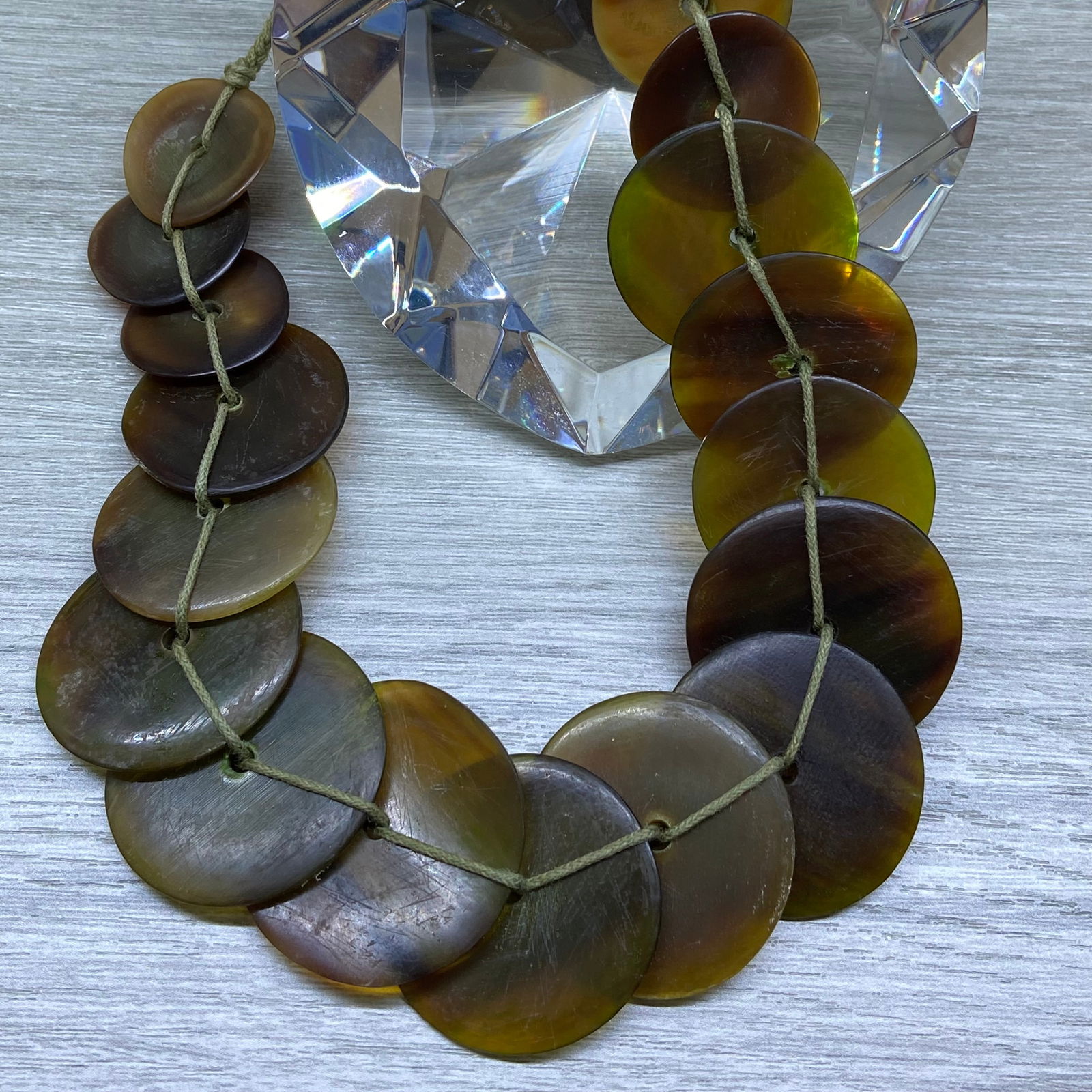 Vintage Tribal Horn Large Disc Beads Necklace - 4