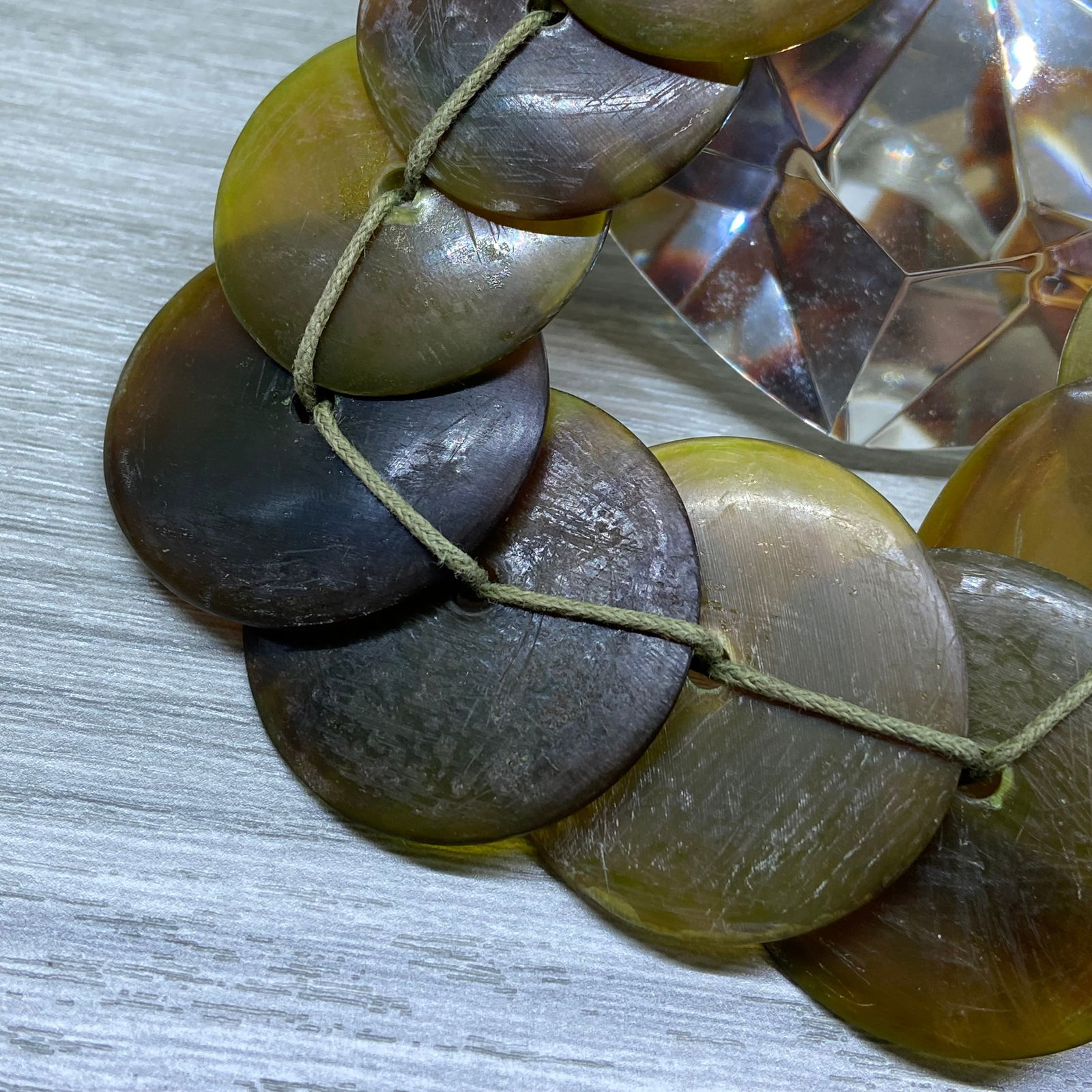 Vintage Tribal Horn Large Disc Beads Necklace - 6