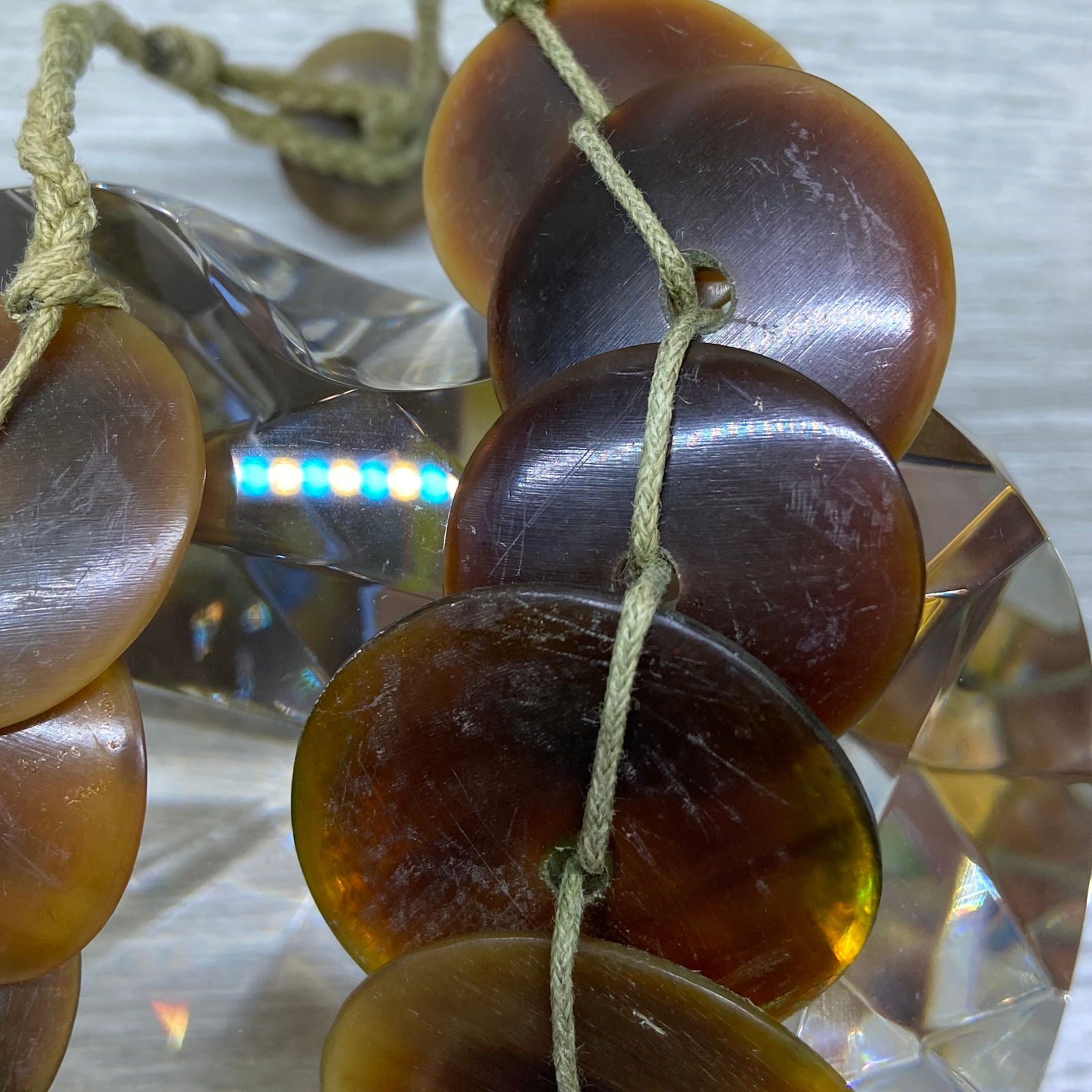 Vintage Tribal Horn Large Disc Beads Necklace - 8