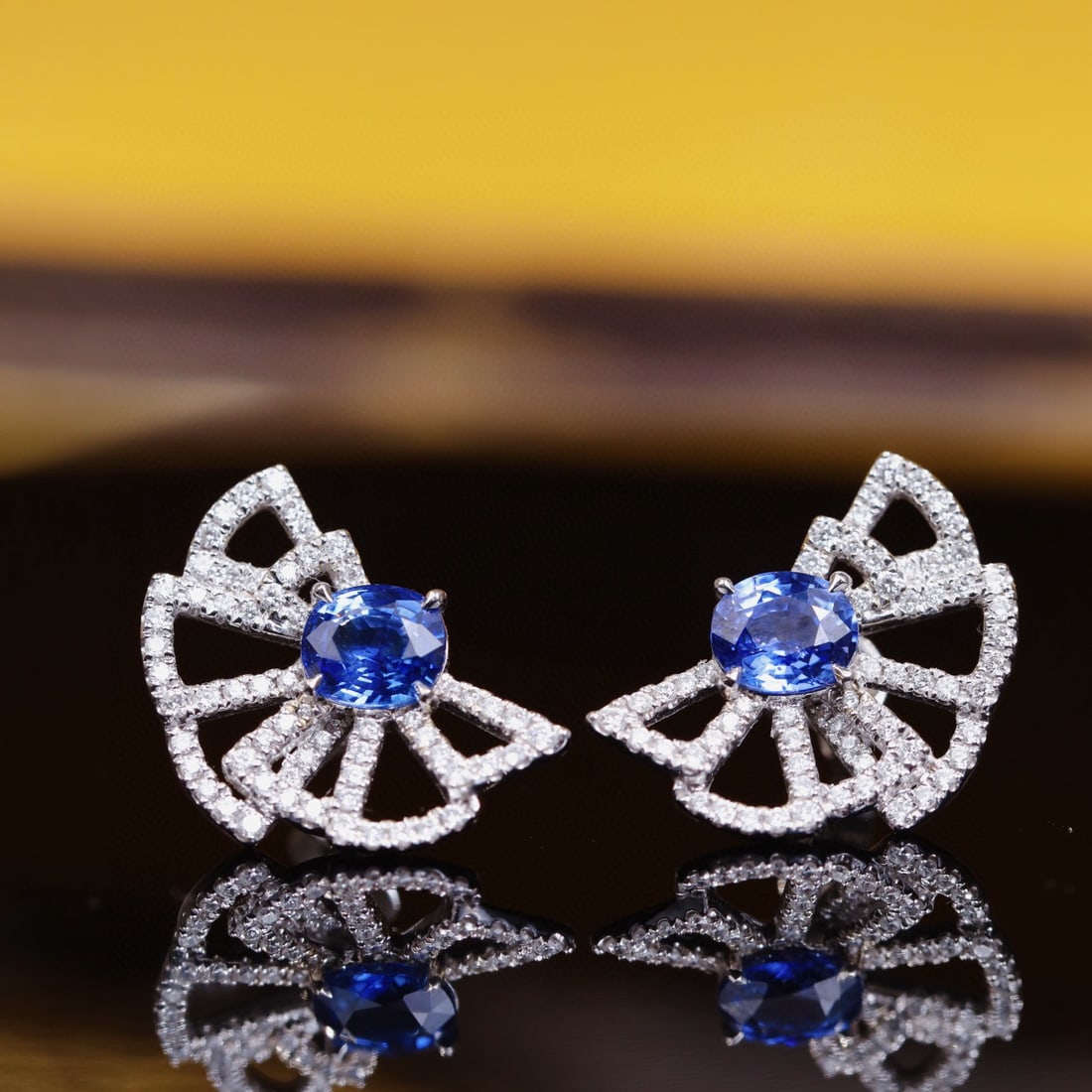 14K GOLD 2.21 CTW NATURAL SAPPHIRE & DIAMOND EARRINGS - 2