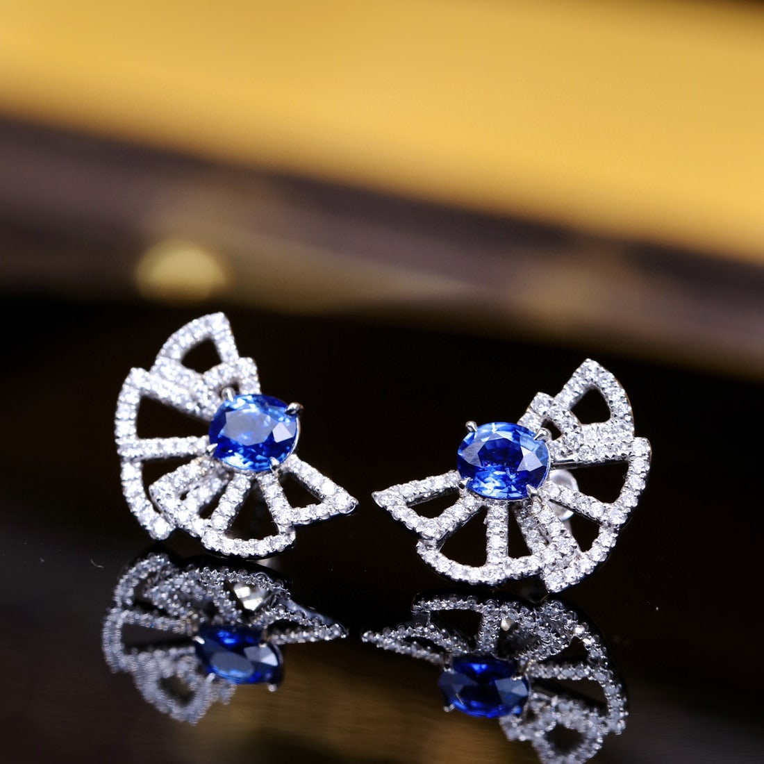 14K GOLD 2.21 CTW NATURAL SAPPHIRE & DIAMOND EARRINGS - 4