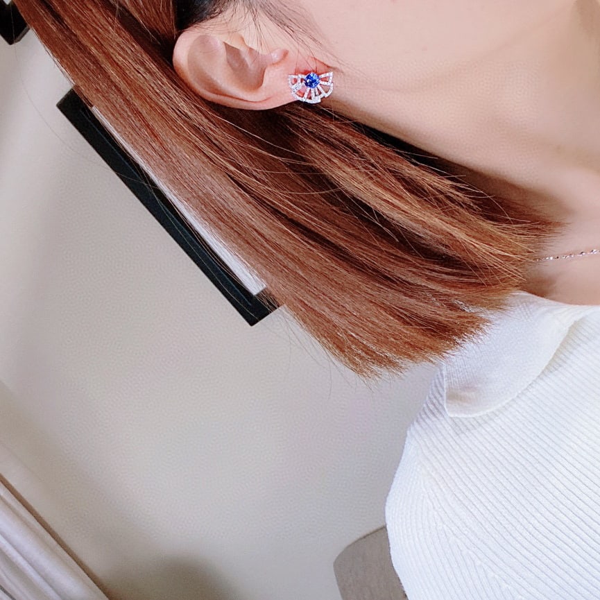 14K GOLD 2.21 CTW NATURAL SAPPHIRE & DIAMOND EARRINGS - 7