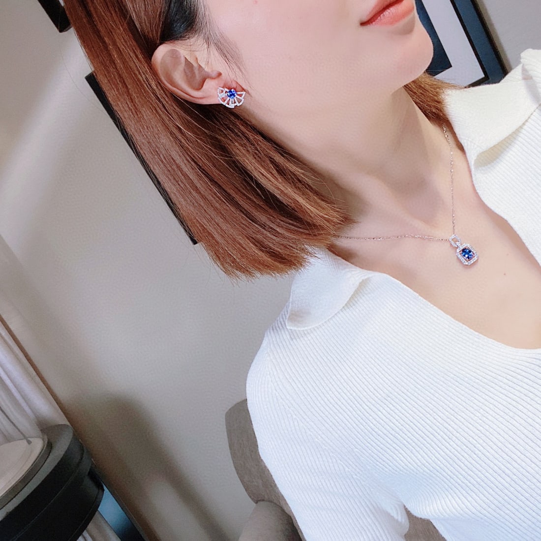 14K GOLD 2.21 CTW NATURAL SAPPHIRE & DIAMOND EARRINGS - 8