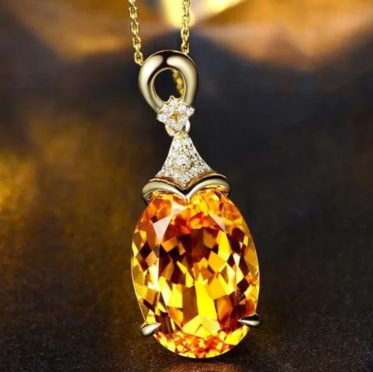 18k White Gold plated Cushion Cut Teardrop Created Sapphire Moissanite Pendant Necklace - 2