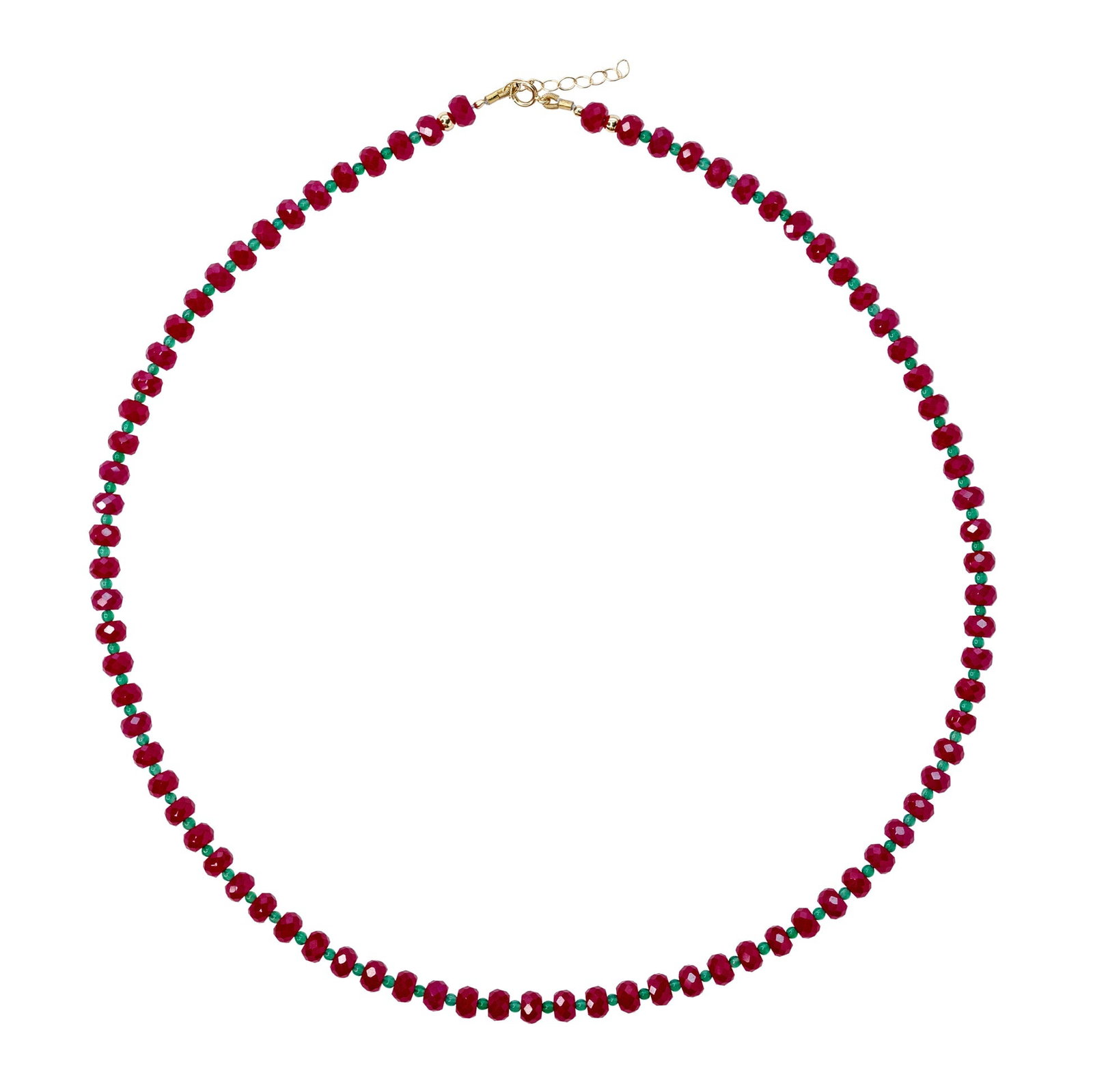 Jumbo Ruby Green Agate Necklace 14K Gold: Title:Jumbo Ruby Green Agate Necklace 14K Gold Description:Bold, unapologetic, and utterly magnetic—this Jumbo Ruby Necklace is made to match your fire. With every glance, it reminds you of your