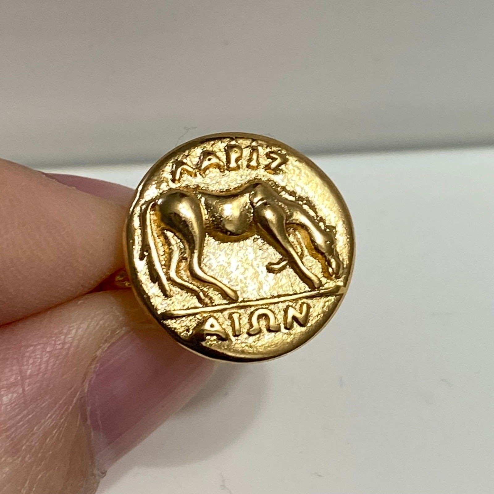 18K Gold Plated Horse Signet Pinky Ring Handmade Statement Ring - 5