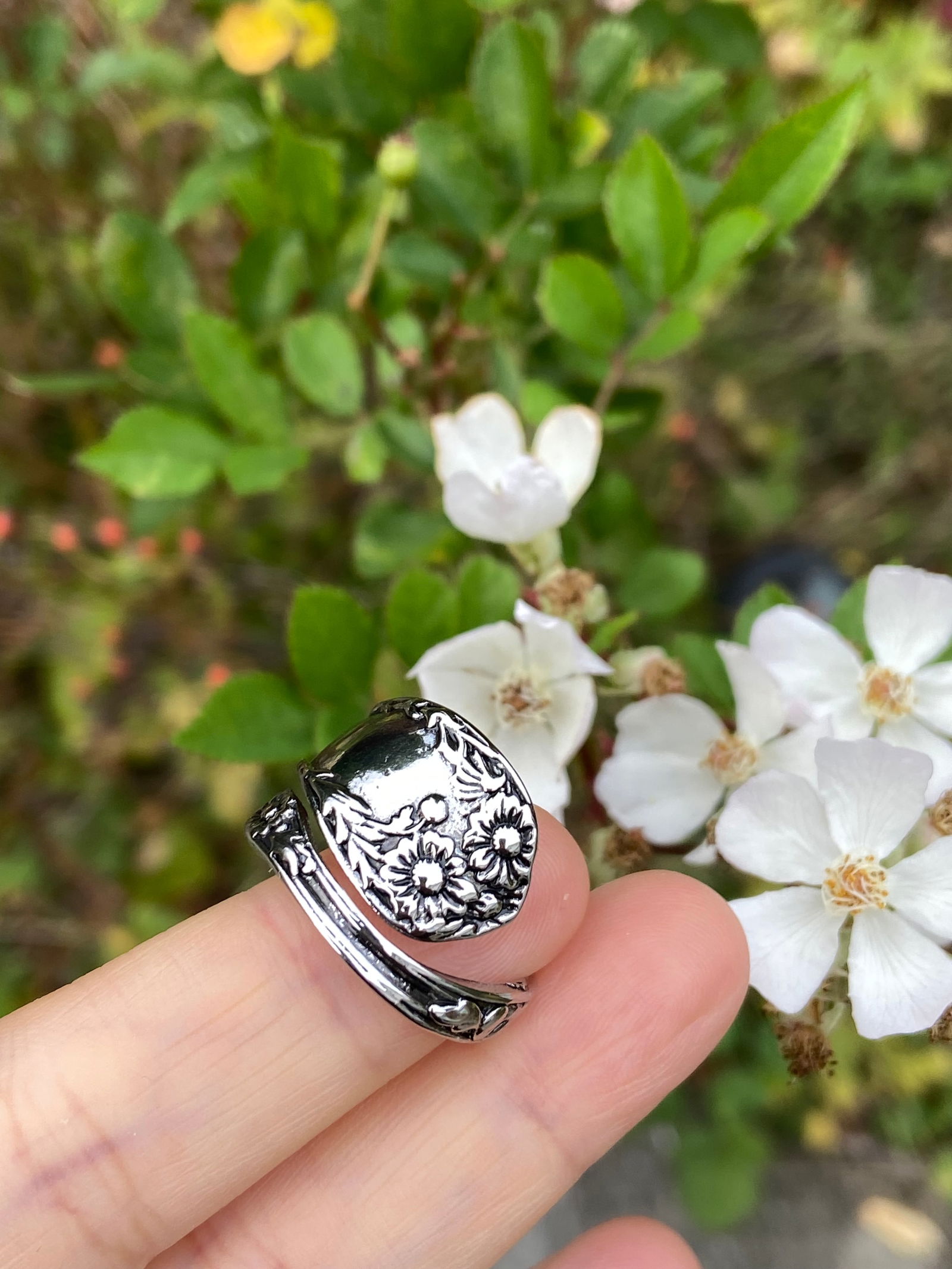 Retro daisy flower spoon ring - 2
