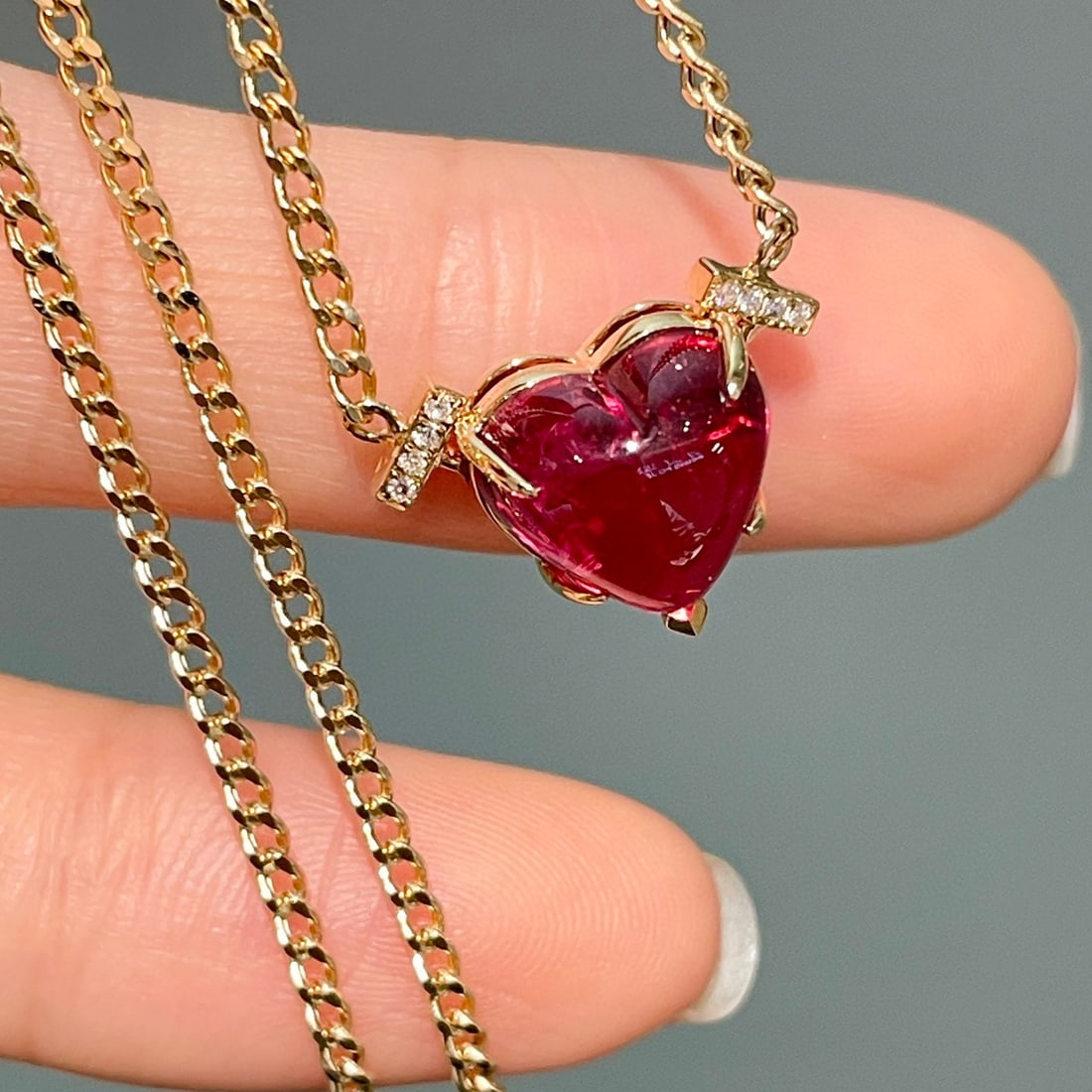 14K GOLD 3.51 CT NATURAL TOURMALINE & DIAMOND NECKLACE - 4