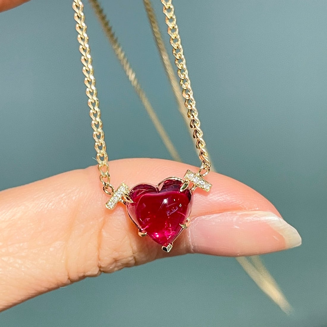 14K GOLD 3.51 CT NATURAL TOURMALINE & DIAMOND NECKLACE - 5