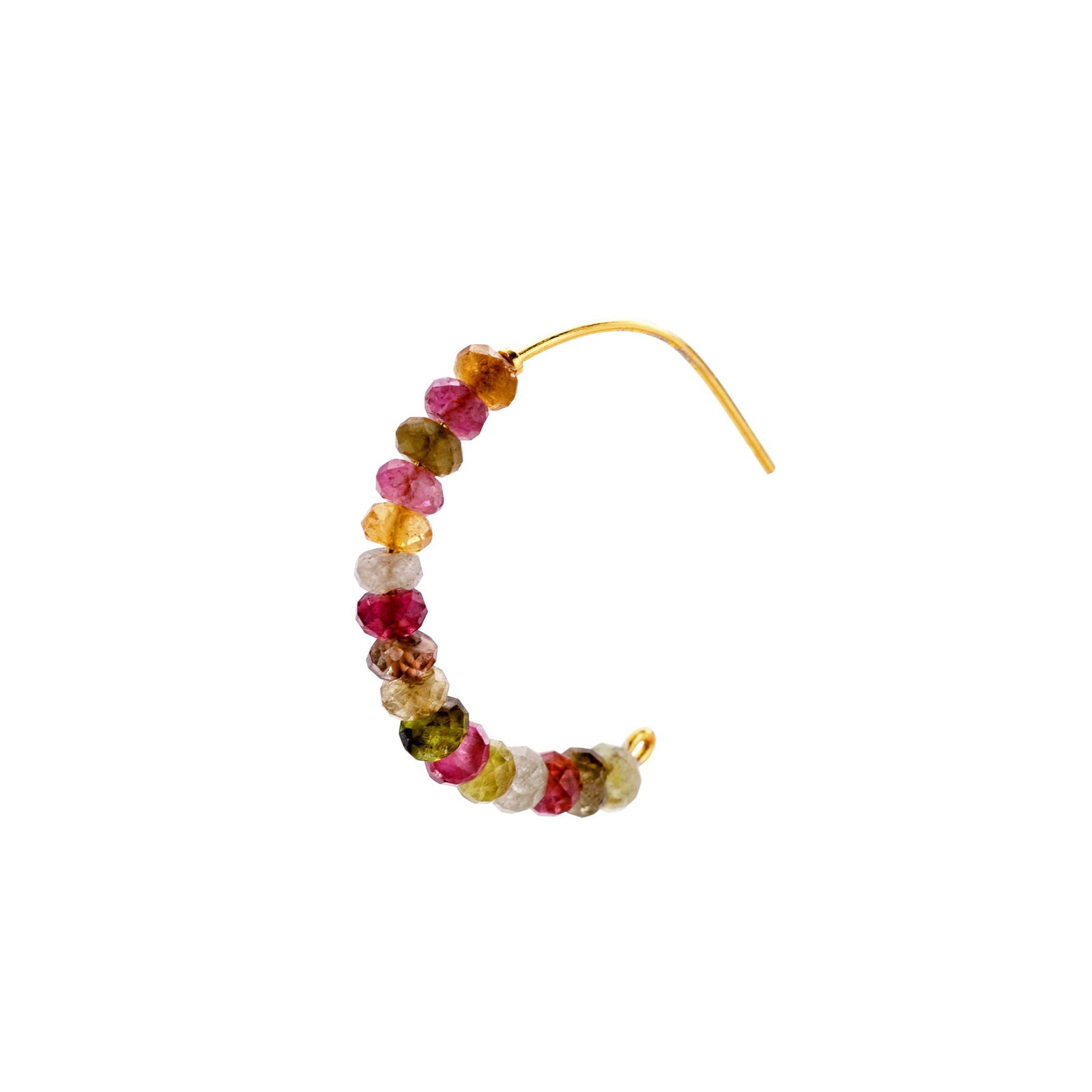 Rainbow Tourmaline Half Moon Earring Large 14K Gold Hoop - 3