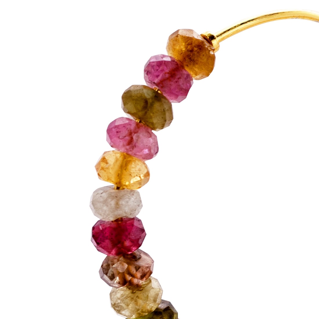 Rainbow Tourmaline Half Moon Earring Large 14K Gold Hoop - 6