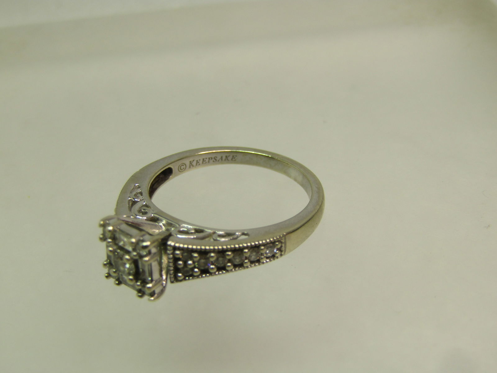 Vintage 14kt Diamond Engagement Ring, White Gold, Sz. 7. 1960's - 5