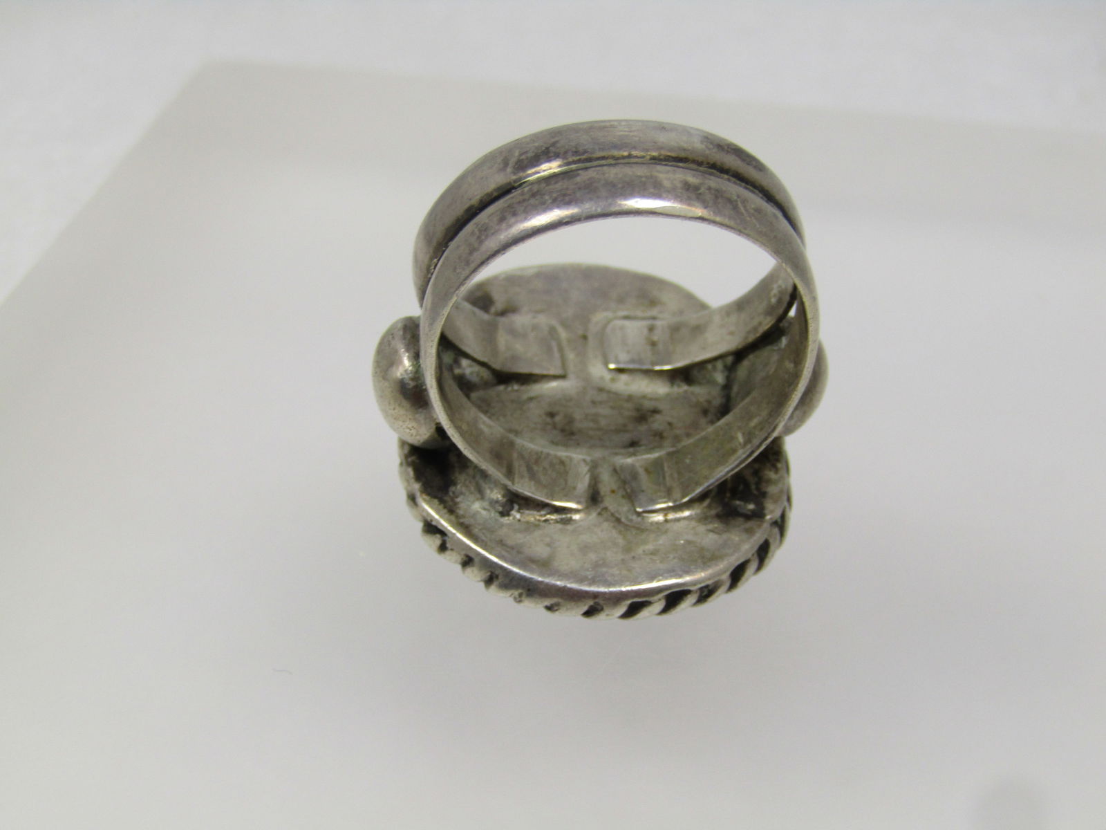 Vintage Sterling Yellow Banded Agate Southwestern Rng, Sz. 11, Men's/Unisex, 1940's - 7