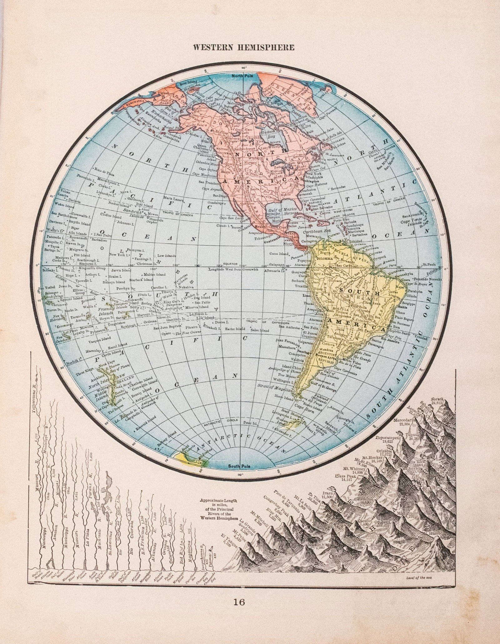1899 Cram Map of Alaska [verso] Comparison of Rivers and Mountains in W Hemisphere -- Alaska [verso] - 2