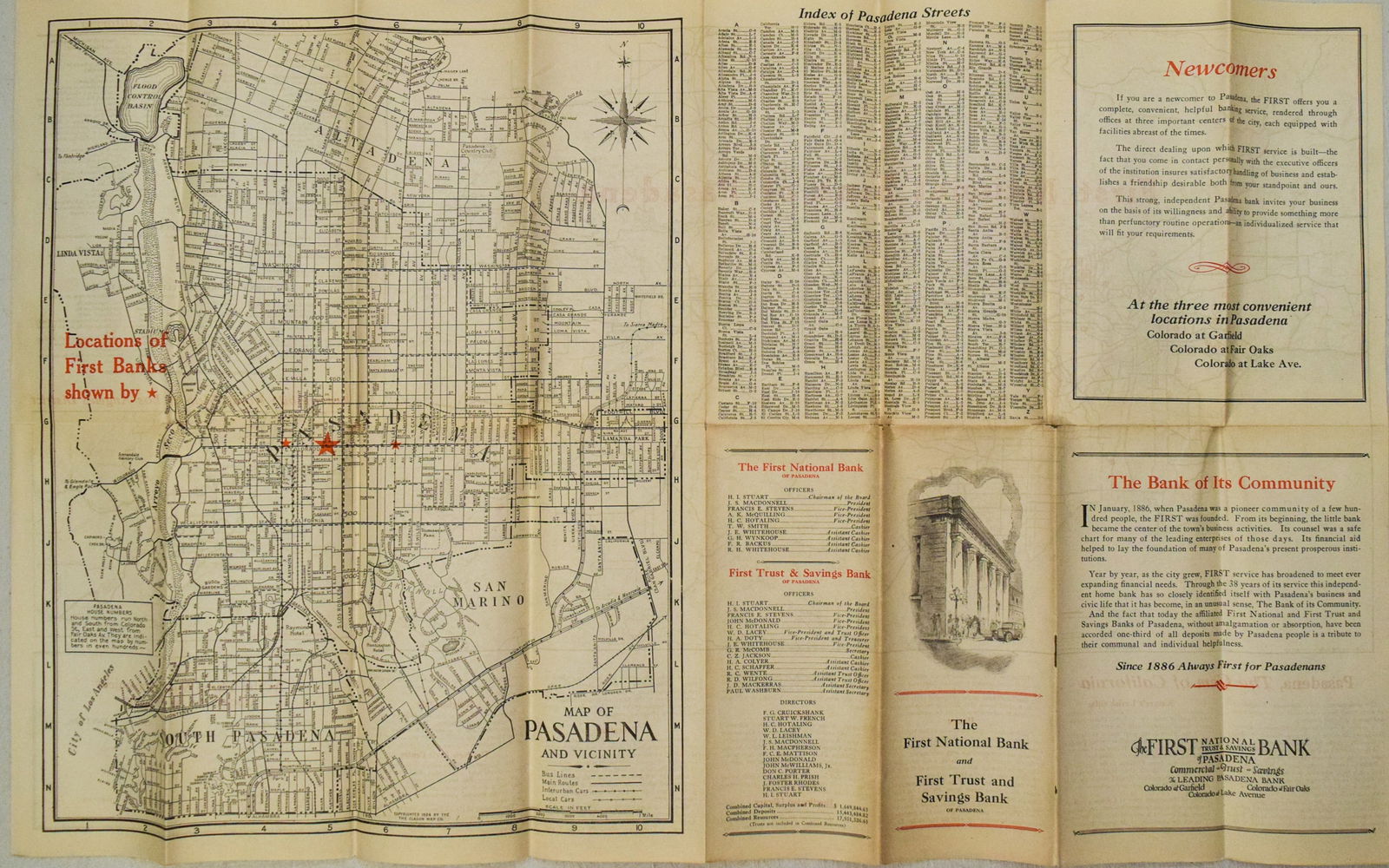 1924 Clason Map of Pasadena [verso] Greater Los Angeles -- Map of Pasadena and Vicinity [verso] - 2