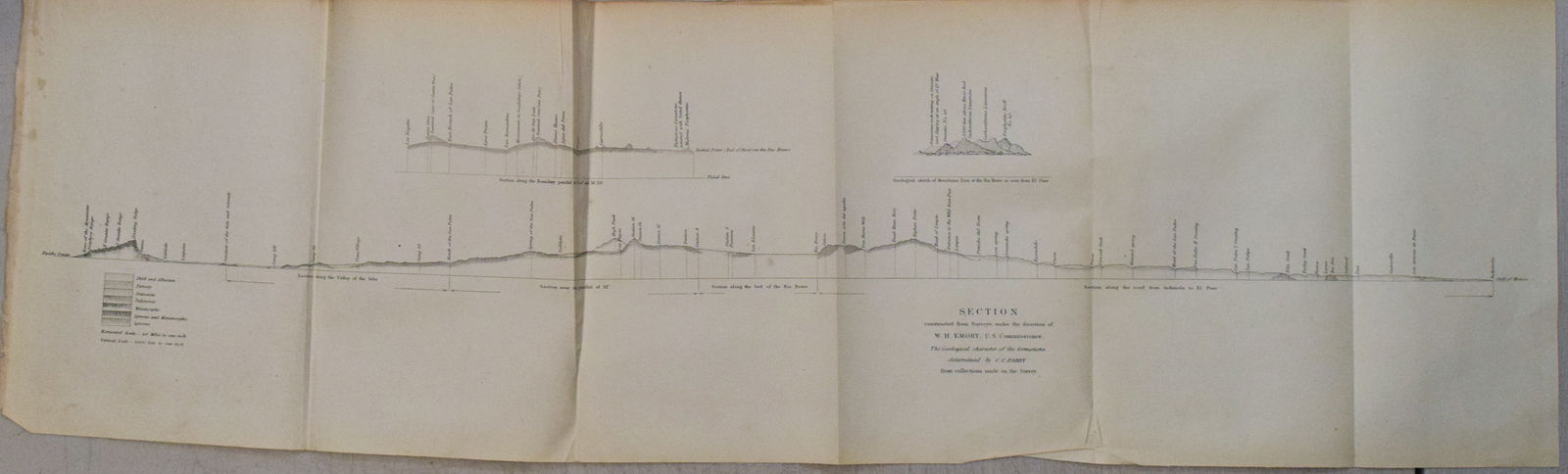 1857 Emory Maps of Magnetic Declanation Lines and Sections along the US Mexican Border -- United - 2