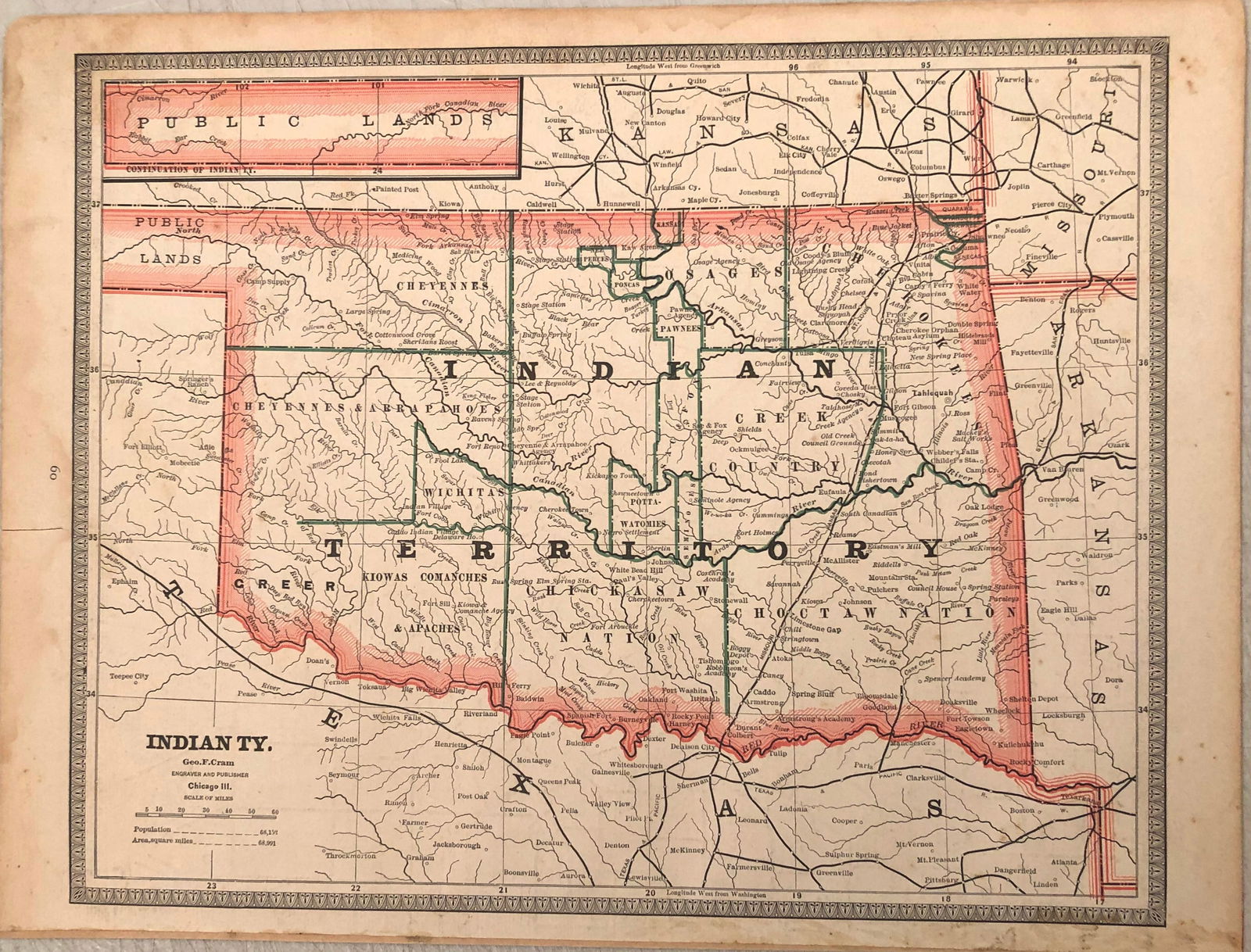 1893 Cram Map of Indian Territory -- Indian Ty. (1 of 1)