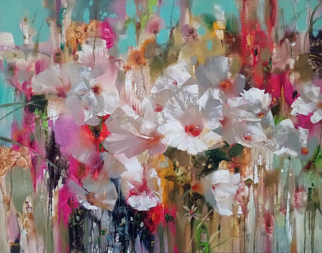 Abstract oil painting Cheerful flowers Anatoly Tarabanov (1 of 10)