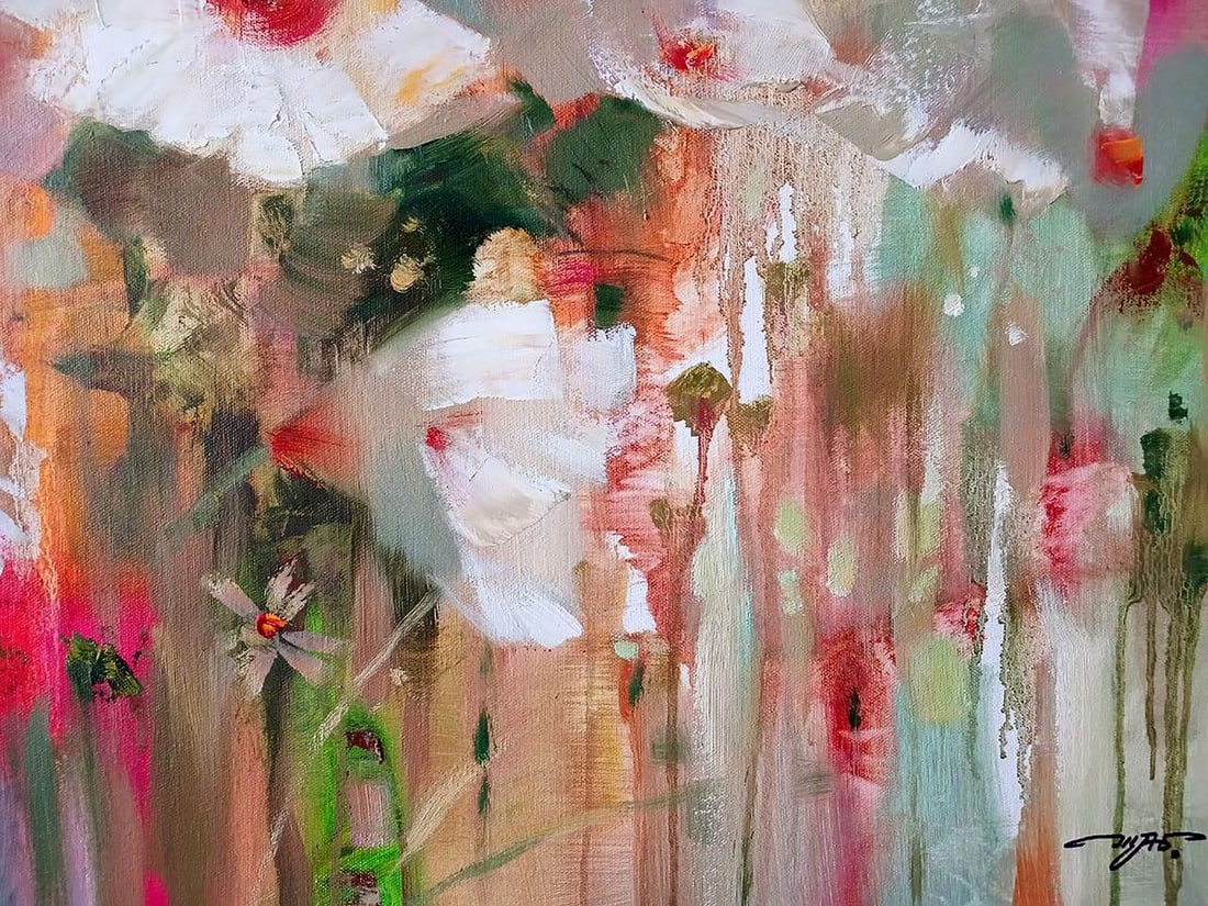 Abstract oil painting Cheerful flowers Anatoly Tarabanov - 9
