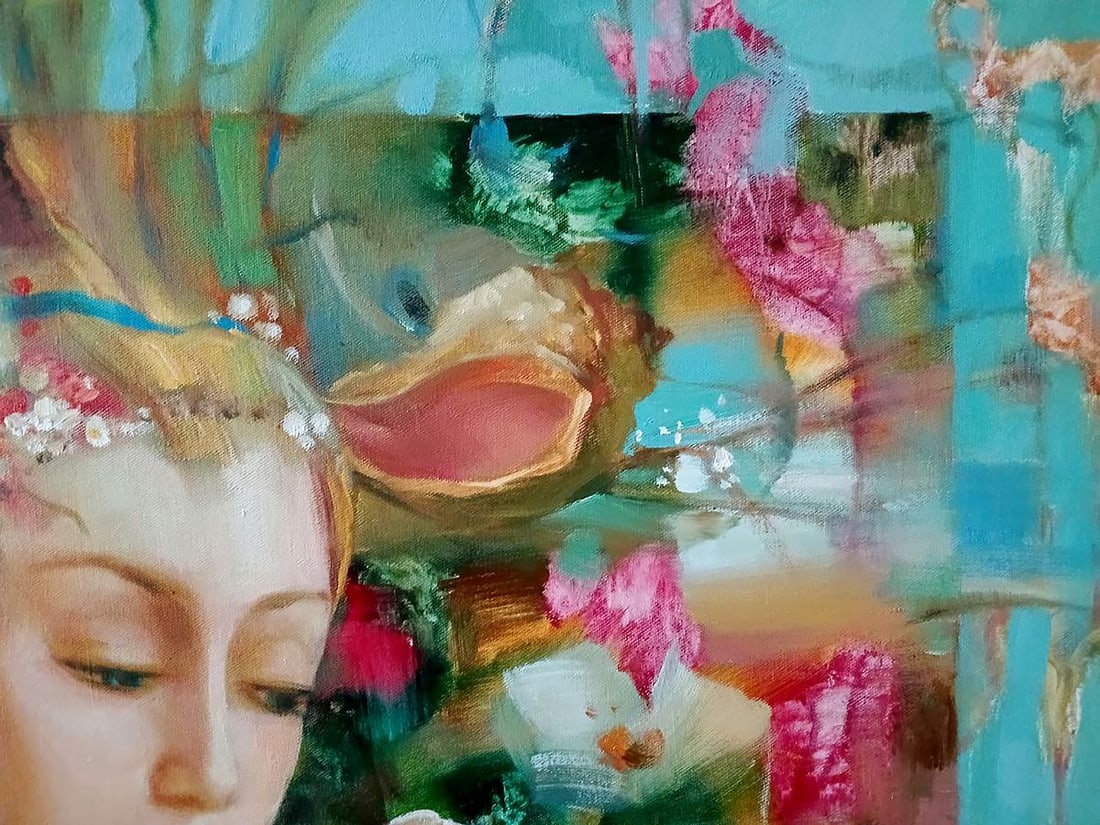 Abstract oil painting White rose Anatoly Tarabanov - 6