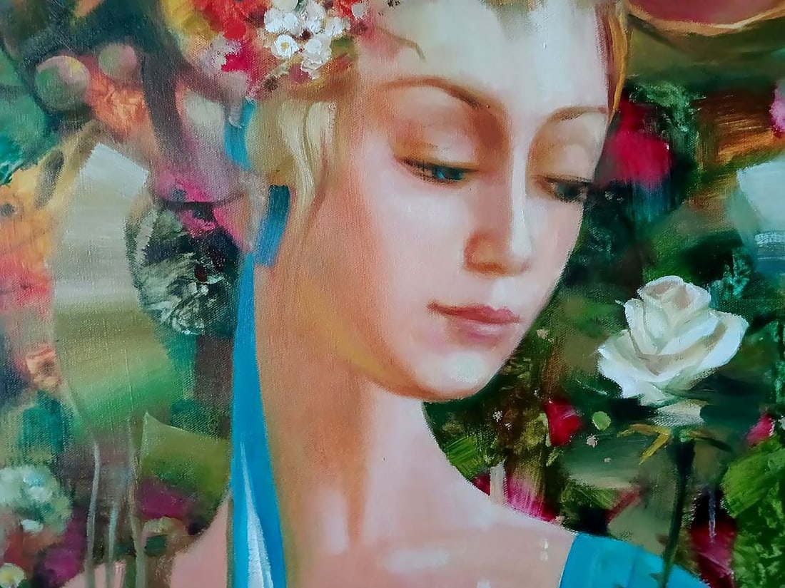 Abstract oil painting White rose Anatoly Tarabanov - 7