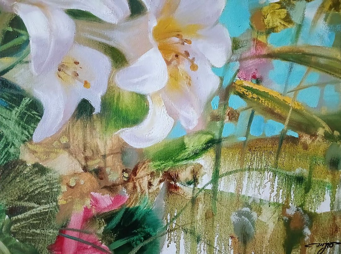 Abstract oil painting Summer flowers Anatoly Tarabanov - 6