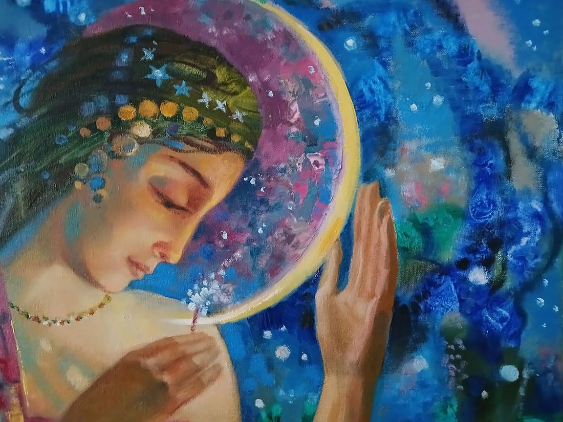 Abstract oil painting The Glow of the Moon Anatoly Tarabanov: Title: Abstract oil painting The Glow of the Moon Anatoly Tarabanov Description: №Tar 385"The Glow of the Moon" is an enchanting oil painting that immerses the viewer in a magical and serene noc