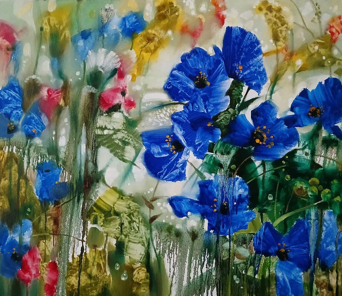 Abstract oil painting Morning dew Anatoly Tarabanov: Title: Abstract oil painting Morning dew Anatoly Tarabanov Description: №Tar 386 The painting "Morning Dew" captures the serene beauty of wildflowers covered in delicate morning dew, evoking a s