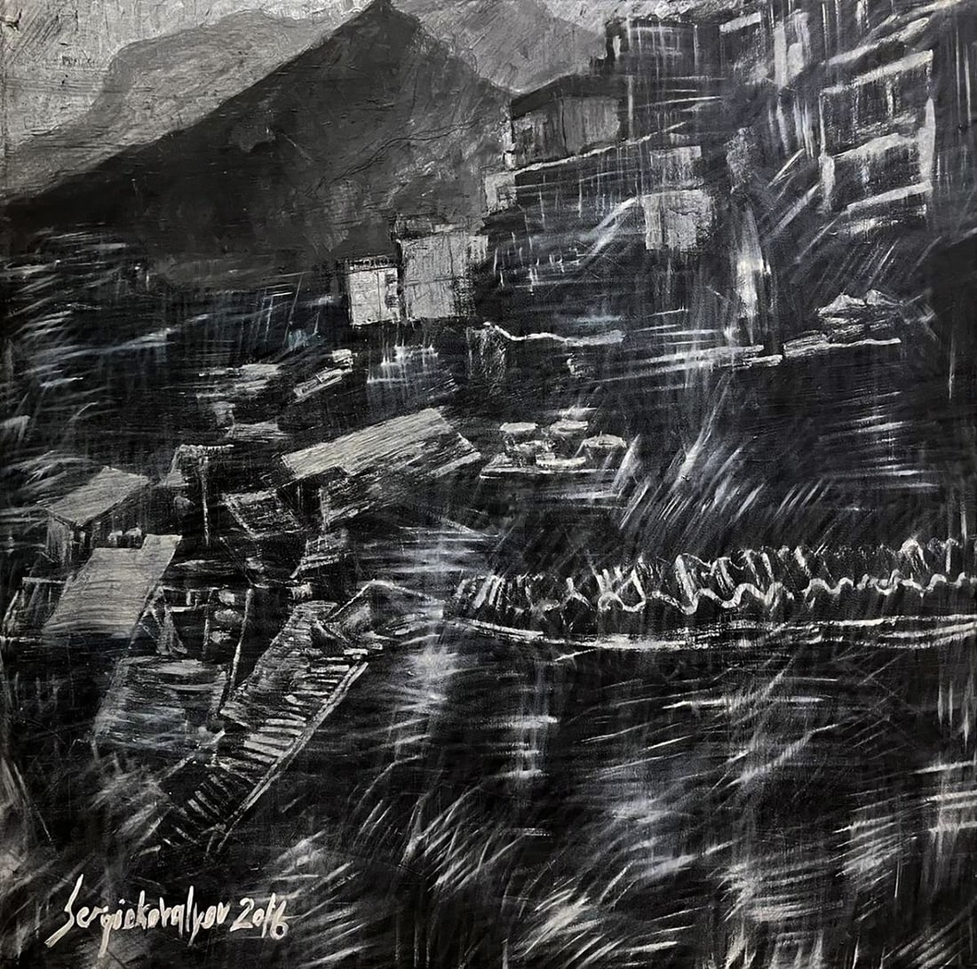 Oil painting City Twilight Serhiy Kovalev: Title: Oil painting City Twilight Serhiy Kovalev Description: №Galler 316 *** ABOUT THIS PAINTING *** TITLE: "City Twilight"* ARTIST: Serhiy Kovalev* SIZE: 140x140 cm/'55.11x55.11 inches'*