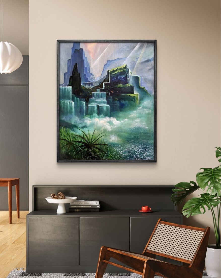 Oil painting Valley of waterfalls Serhii Prybyshenya - 2