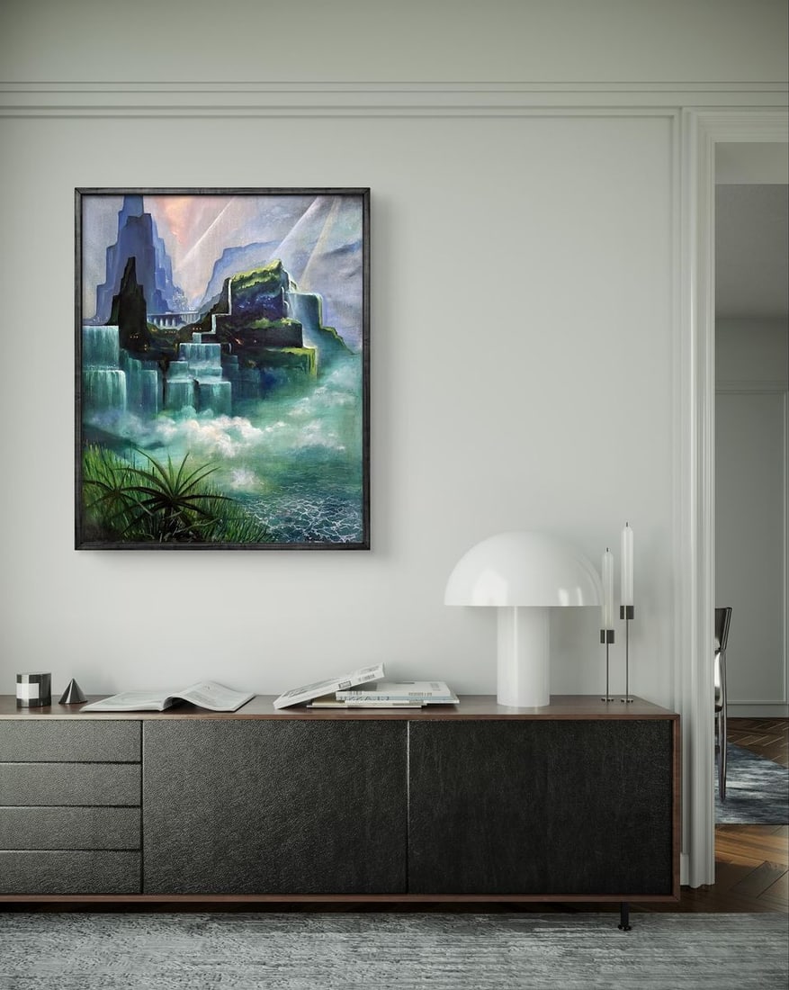 Oil painting Valley of waterfalls Serhii Prybyshenya - 3