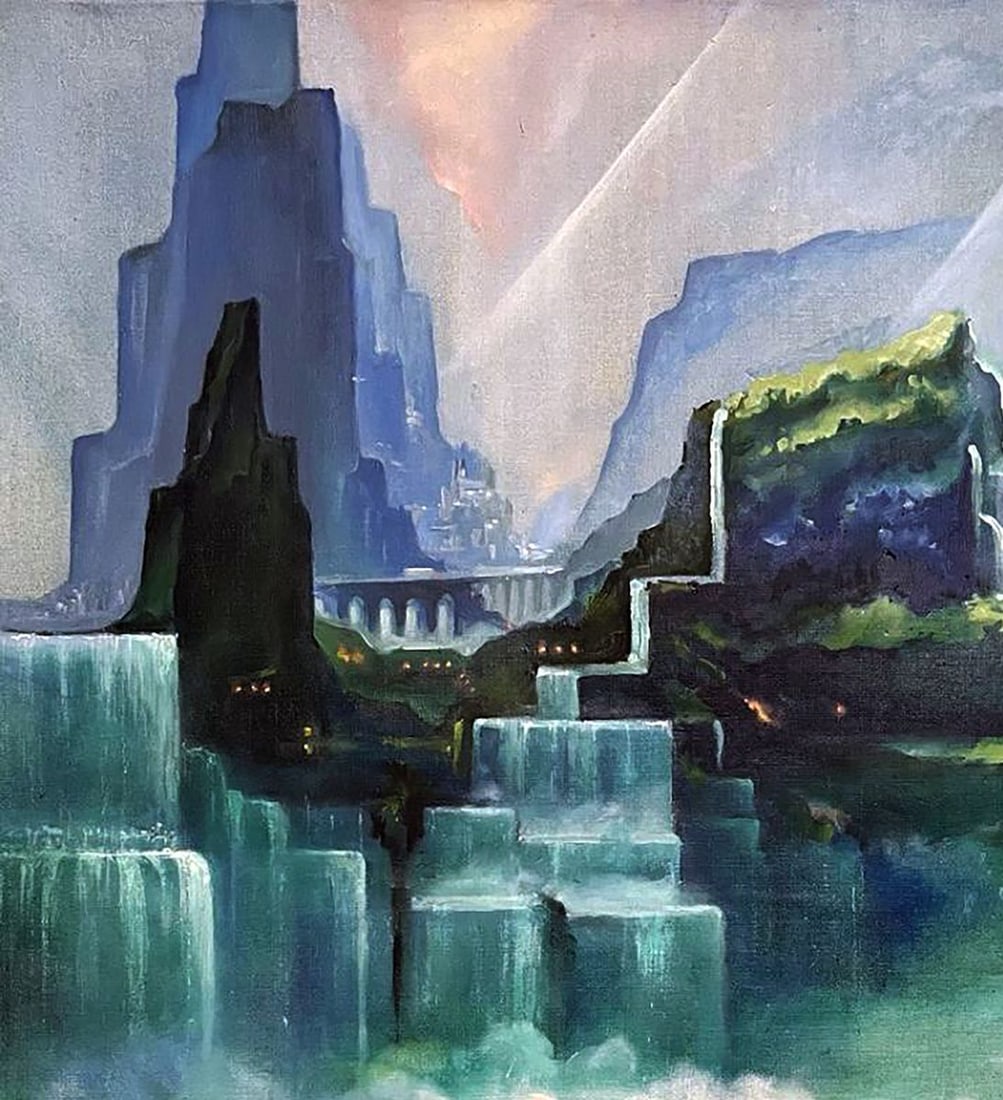 Oil painting Valley of waterfalls Serhii Prybyshenya - 4