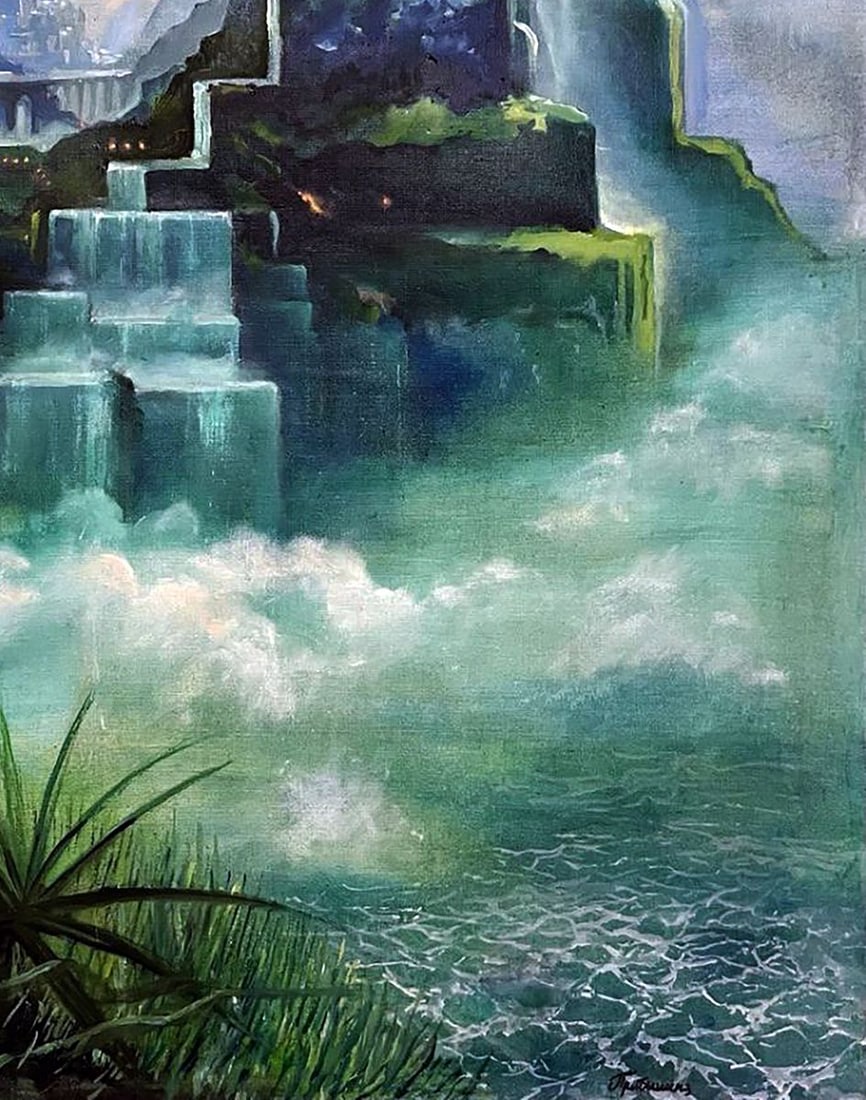 Oil painting Valley of waterfalls Serhii Prybyshenya - 7