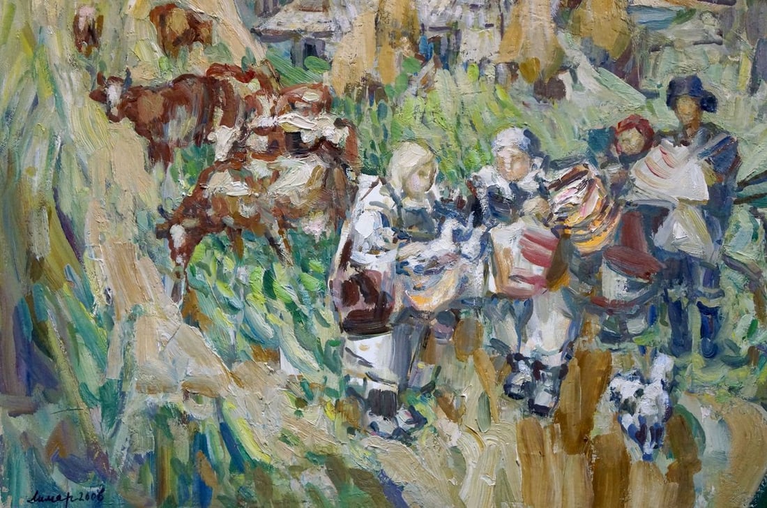 Oil painting Village life Limar Anatoly Pavlovich - 2