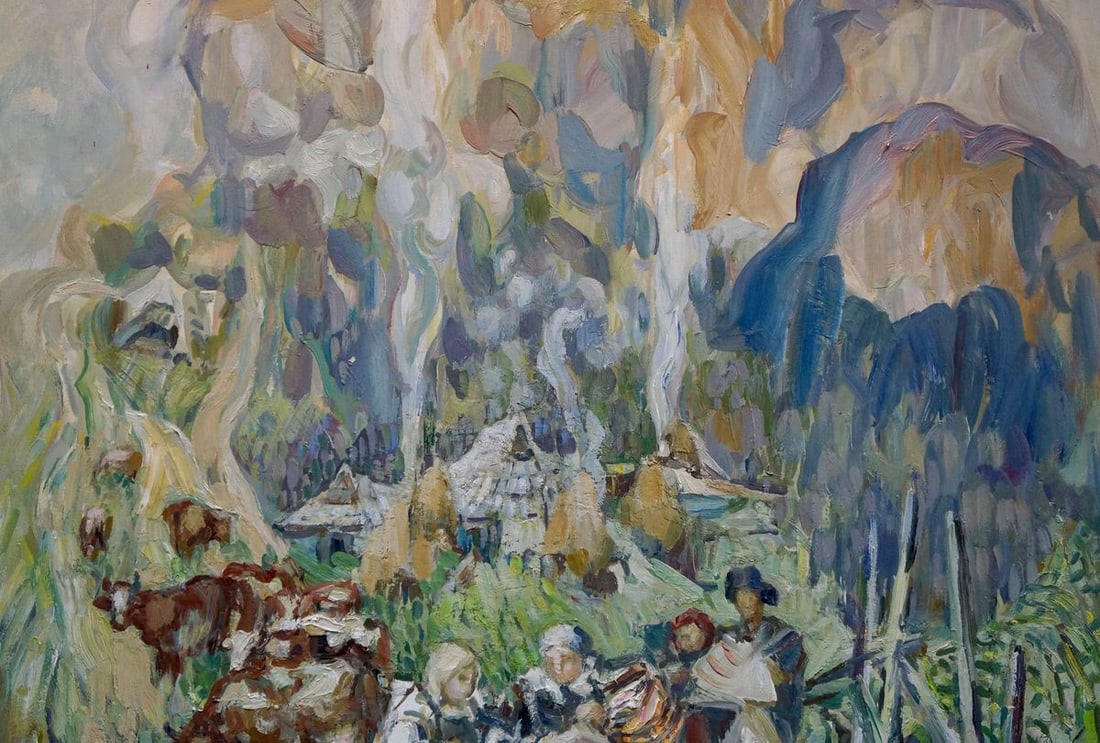 Oil painting Village life Limar Anatoly Pavlovich - 4