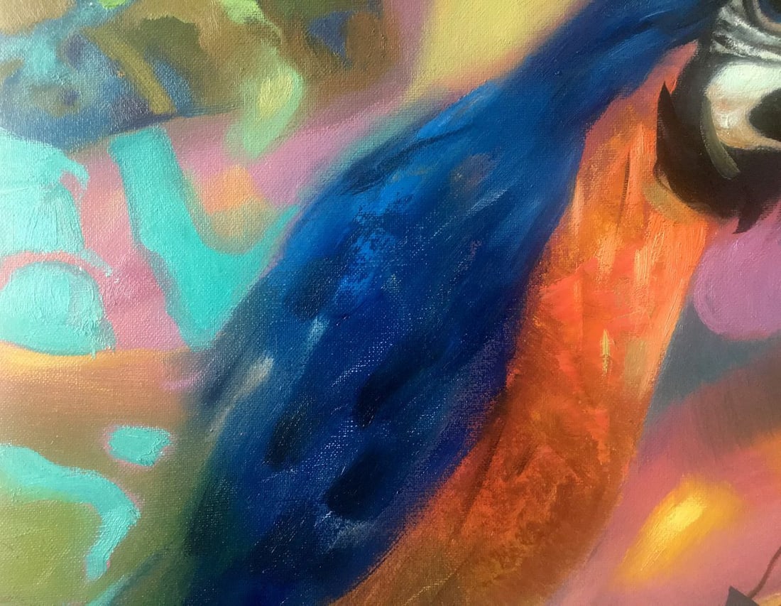 Abstract oil painting Still life with a parrot Anatoly Borisovich Tarabanov - 5