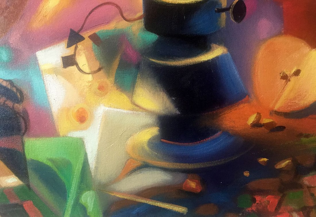 Abstract oil painting Still life with a parrot Anatoly Borisovich Tarabanov - 9