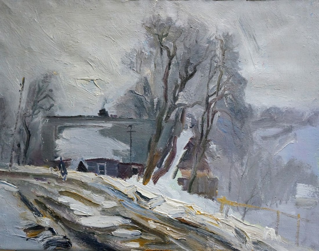 Oil painting Winter landscape (1 of 8)