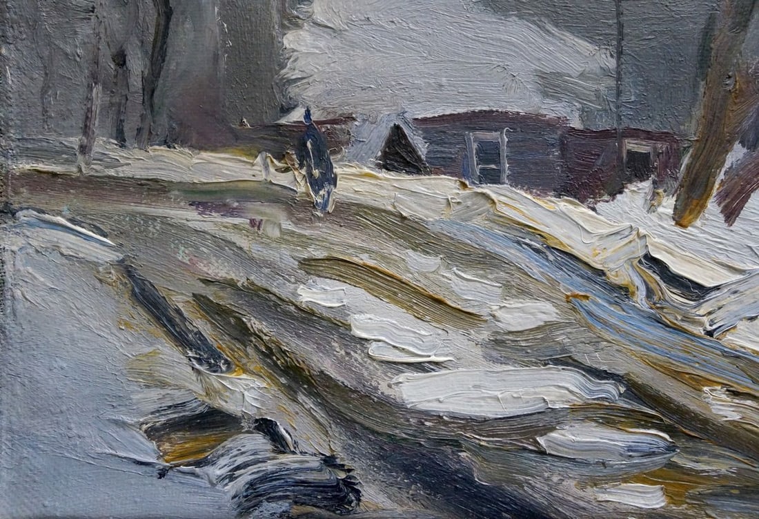 Oil painting Winter landscape - 2