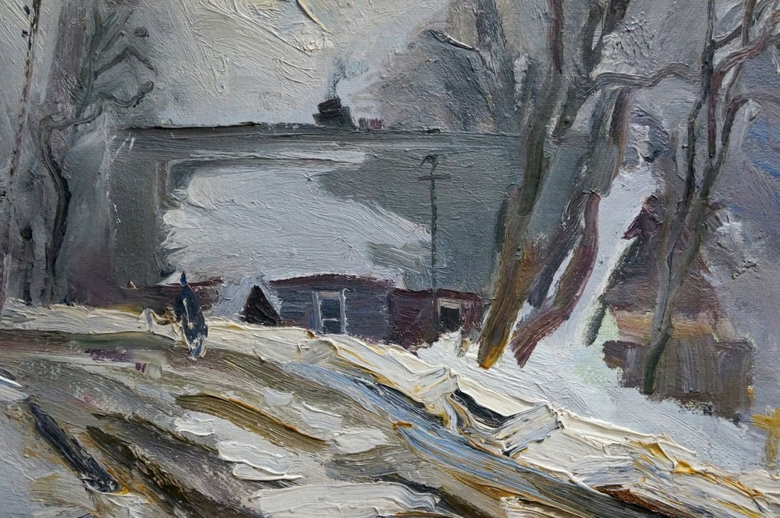 Oil painting Winter landscape - 6