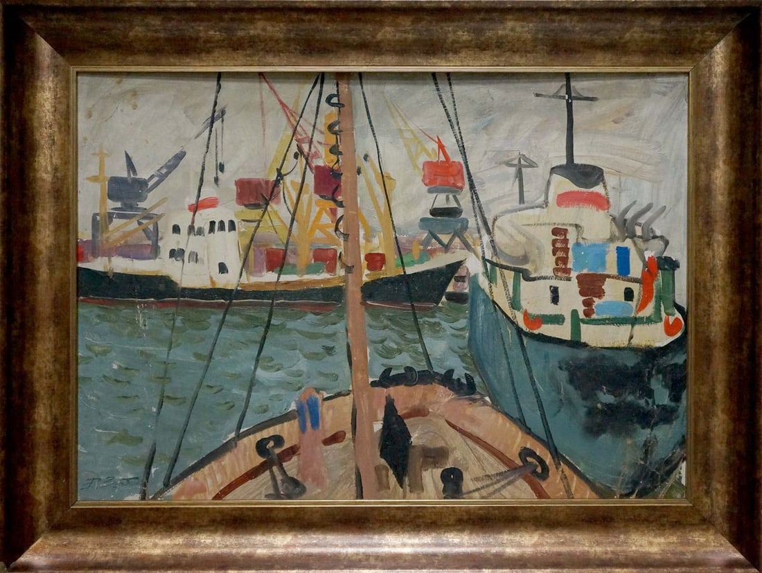 Oil painting Ships in the port Zebek Vladimir Evgenievich (1 of 10)