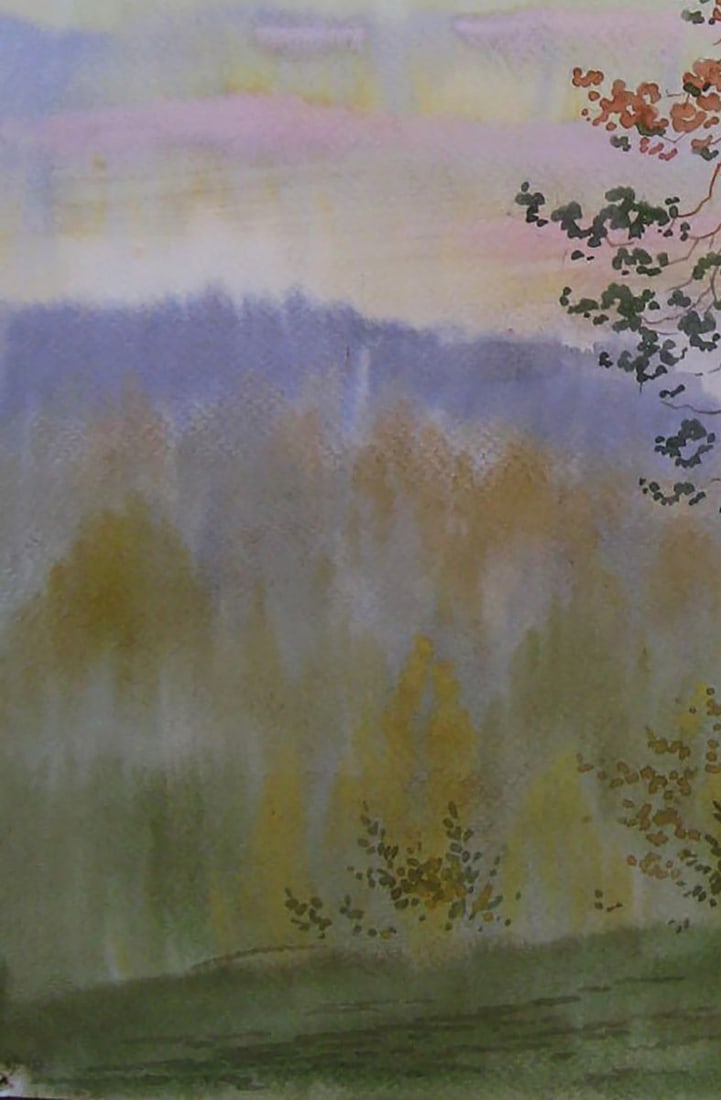 Watercolor painting Evening forest Valery Savenets - 3