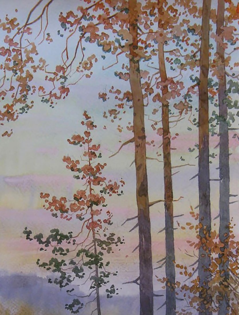 Watercolor painting Evening forest Valery Savenets - 5