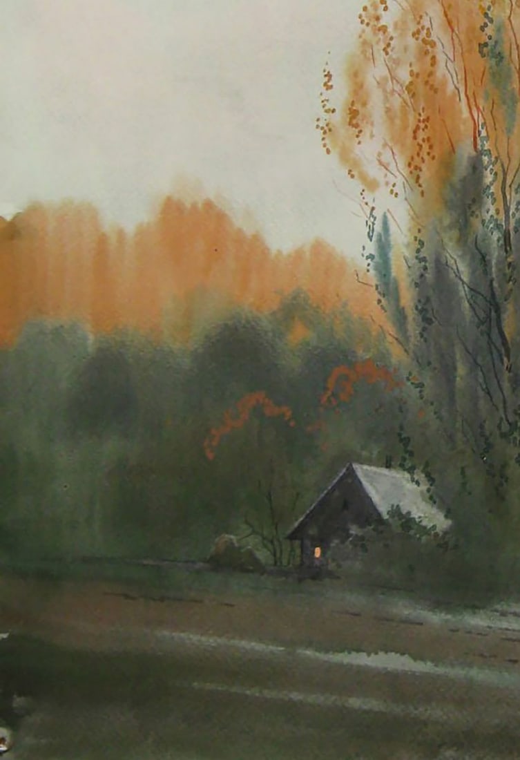 Watercolor painting Evening houses Valery Savenets - 3