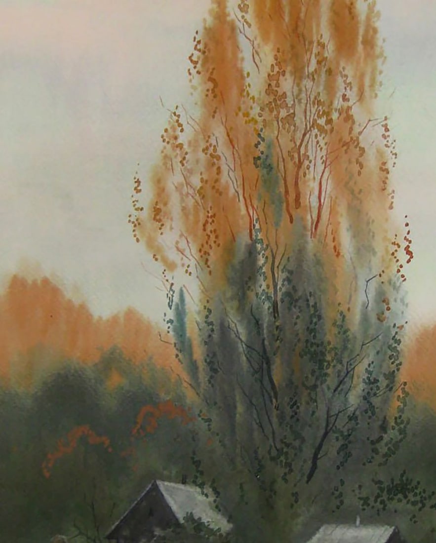 Watercolor painting Evening houses Valery Savenets - 6